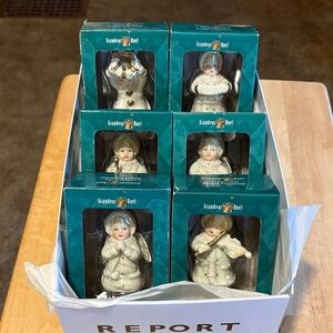 Set of 6 Grandeur Noel Porcelain Angel Ornaments Set